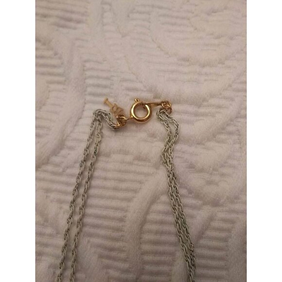 Vtg Crown Trifari Necklace white enamel on metal tassel butterfly floral READ - Picture 6 of 12